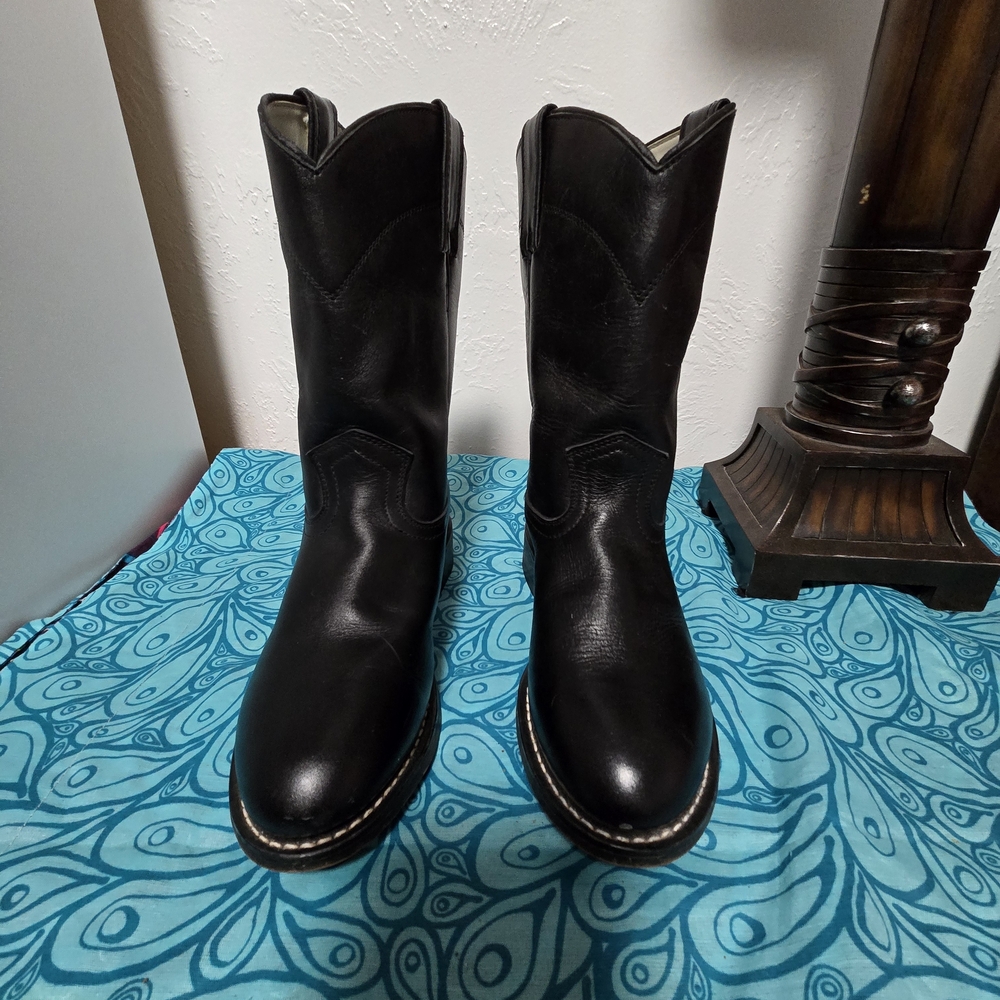 Durango Black Leather Cowboy Boots